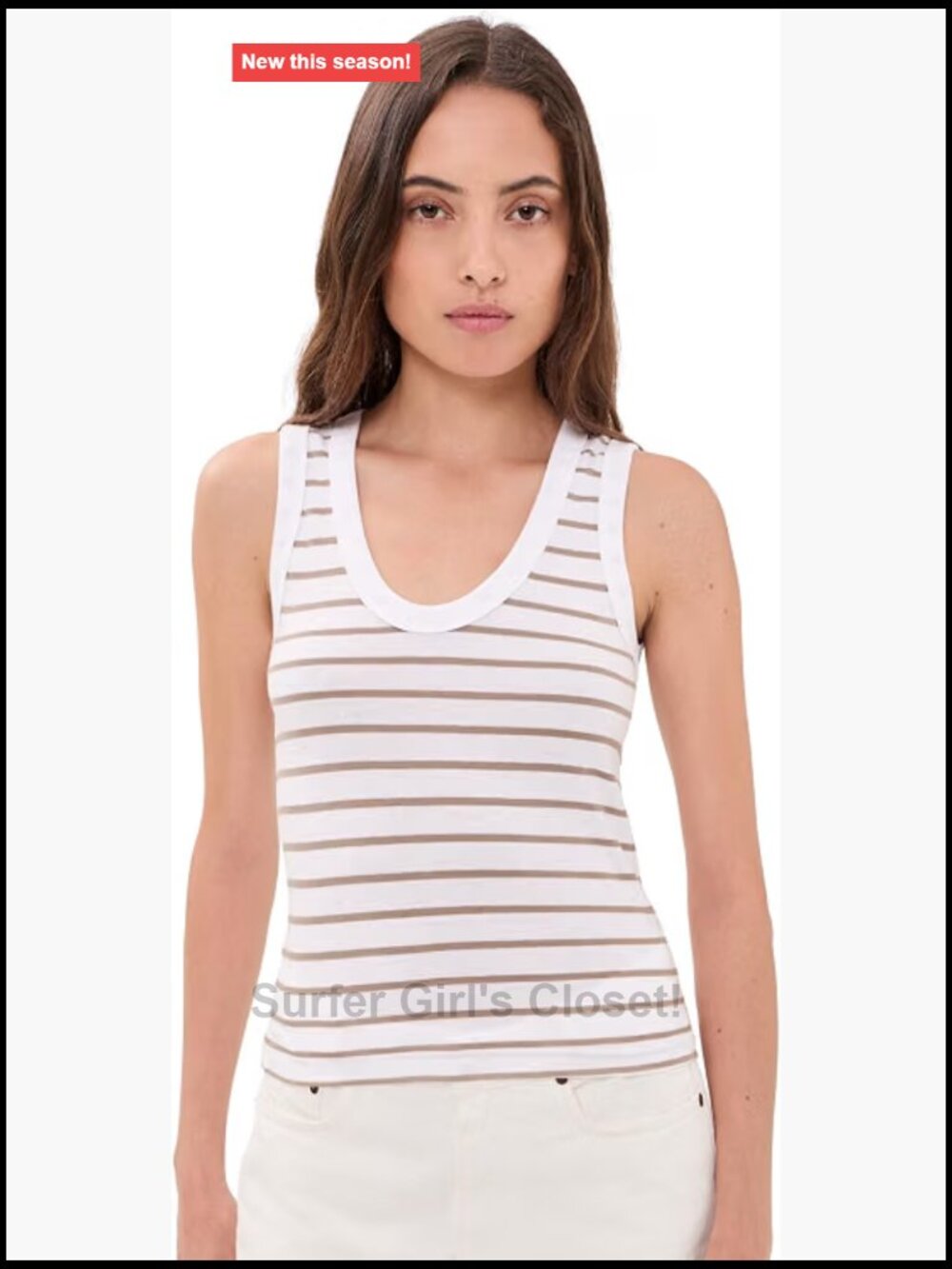 Women's Cotton Modal Stripe Tank Top Sleeveless Scoop Neck